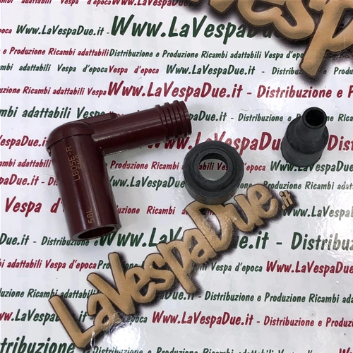Cappuccio attacco candela NGK LB05E-R rossa in resina fenolica per candela con resistore per VESPA APE LAMBRETTA CIAO