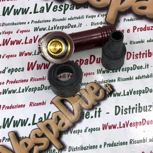 Cappuccio attacco candela NGK LB05E-R rossa in resina fenolica per candela con resistore per VESPA APE LAMBRETTA CIAO