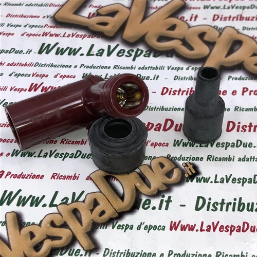 Cappuccio attacco candela NGK LB05E-R rossa in resina fenolica per candela con resistore per VESPA APE LAMBRETTA CIAO