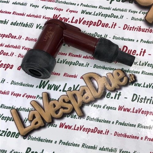 Cappuccio attacco candela NGK LB05E-R rossa in resina fenolica per candela con resistore per VESPA APE LAMBRETTA CIAO