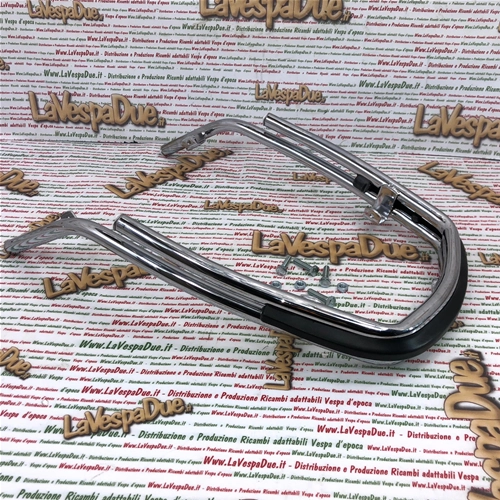 Pare-chocs périmétrique chromé avec protection anti-boue pour Vespa PX 80 125 150 200 PE PK 50 125 T5, double tube en acier, modèle américain avec pare-chocs en caoutchouc