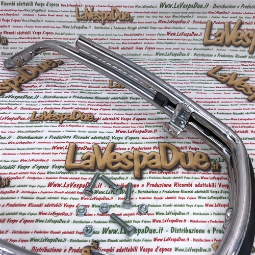 Pare-chocs périmétrique chromé avec protection anti-boue pour Vespa PX 80 125 150 200 PE PK 50 125 T5, double tube en acier, modèle américain avec pare-chocs en caoutchouc