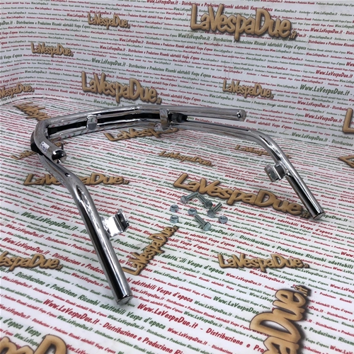 Pare-chocs périmétrique chromé avec protection anti-boue pour Vespa PX 80 125 150 200 PE PK 50 125 T5, double tube en acier, modèle américain avec pare-chocs en caoutchouc