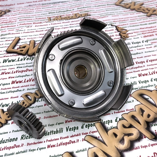 Par de campanas de embrague de transmisión primaria de dientes rectos Z 29 - 68 en hierro con acoplamiento flexible para VESPA 50 90 ET3 125