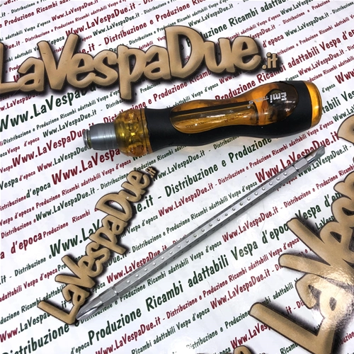 Reversible screwdriver with cross and slotted tips 6 x 160 with locking system for VESPA and LAMBRETTA