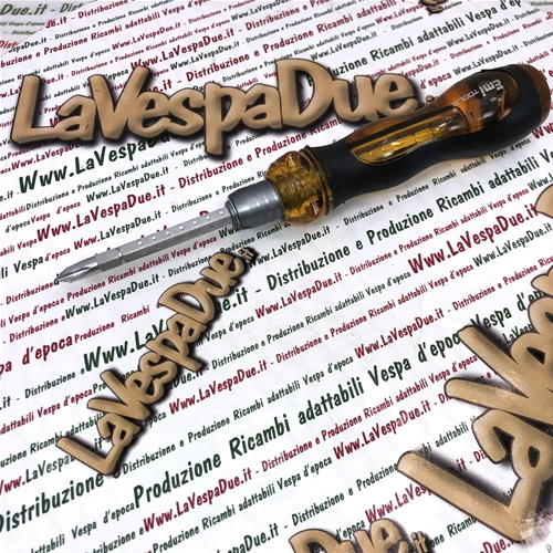 Reversible screwdriver with cross and slotted tips 6 x 160 with locking system for VESPA and LAMBRETTA