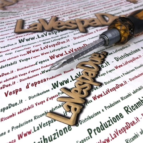 Reversible screwdriver with cross and slotted tips 6 x 160 with locking system for VESPA and LAMBRETTA