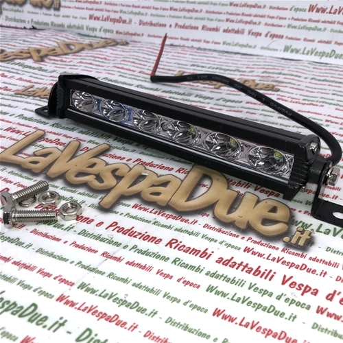 Universal 18cm long additional LED bar light IP67 10/30V volt 18W with 6 LEDs with polycarbonate lens for applications on shield and rollbar