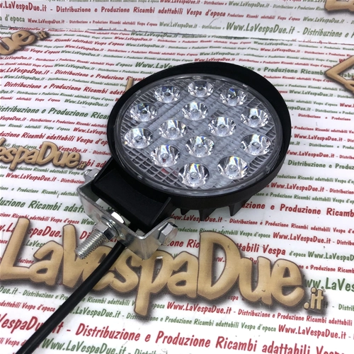 Universal additional round spotlight IP67 10/30 V volt 42 W with 16 LEDs 4320 lumens color 6000 k with polycarbonate lens for applications on shield and rollbar