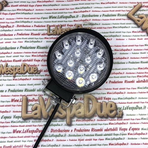 Universal additional round spotlight IP67 10/30 V volt 42 W with 16 LEDs 4320 lumens color 6000 k with polycarbonate lens for applications on shield and rollbar