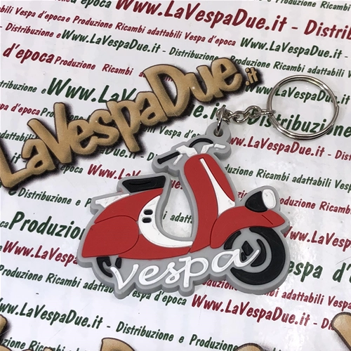 Red VESPA FARO BASSO silicone keychain