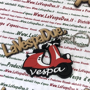 Llavero de silicona roja con fondo negro VESPA FARO BASSO