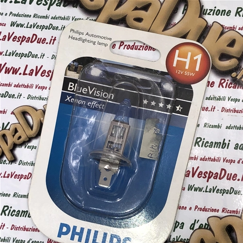 PHILIPS H1 BLUE VISION 12-Volt-55-Watt-Halogenlampe mit Quarzglasfassung P 14.5 S Art.-Nr. Philips: 12258BVUB1 Frontscheinwerfer