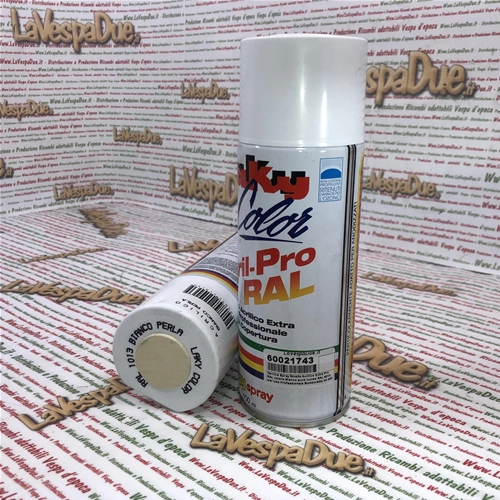 Peinture acrylique émail blanc nacré Extra Pro RAL 1013 en aérosol pour usage professionnel, 400 ml, avec valve autonettoyante