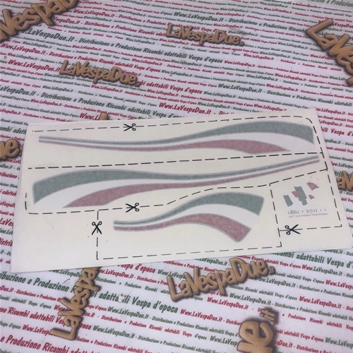 Kit serie fregi adesivi targhette per GIOCATTOLO cavalcabile elettrica 12v per bambini VESPA PX 125 150 200 Celebrazione 150° Anniversario Anniversary Unità d'Italia