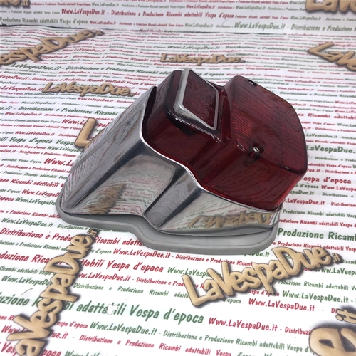Rear brake light in polished chromed aluminum with bulb for VESPA 50 90 125 SS R VMA1T PRIMAVERA
