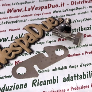 Kit de 2 tornillos de 7 mm con placa para fijar el conjunto de bloqueo de la palanca de arranque para VESPA V98T 125 V1 V15 V30 V33 VU1 VM VN 150 VL 150 VB1T GS APE A1 A15 AB AC AE AD PENTARò APA Producto italiano