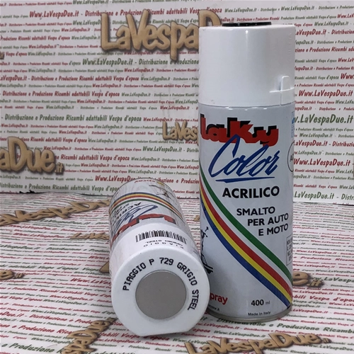 Pintura acrílica en aerosol color extra PIAGGIO GRIGIO STEEL P729 Uso profesional Lata de 400 ml con válvula autolimpiante