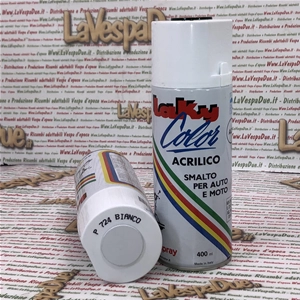 Peinture acrylique émail en aérosol Extra Couleur PIAGGIO BLANC P724 Usage professionnel Aérosol de 400 ml avec valve autonettoyante