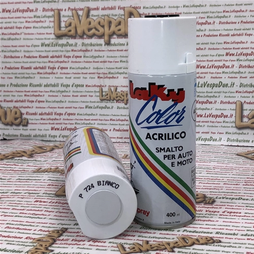 Peinture acrylique émail en aérosol Extra Couleur PIAGGIO BLANC P724 Usage professionnel Aérosol de 400 ml avec valve autonettoyante