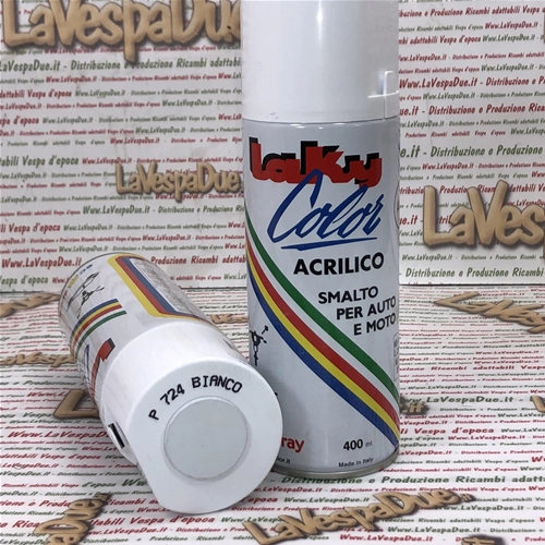 Peinture acrylique émail en aérosol Extra Couleur PIAGGIO BLANC P724 Usage professionnel Aérosol de 400 ml avec valve autonettoyante