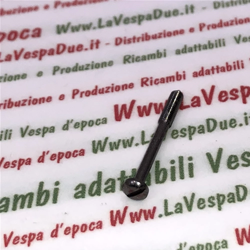 Vis 3 mm x 30 mm pour la fixation du feu stop arrière des Vespa 50, 90, 125, NLR, VNB6, Sprint, VNC1, VBC1 et SUPER. Tête semi-arrondie avec fente pour diverses applications.