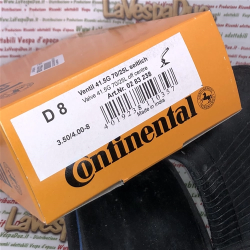Cámara de aire D8 CONTINENTAL 4.00 3.50 2.50 8" para válvula LAMBRETTA VESPA de 70°