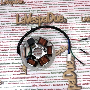 Estator de 6 polos para VESPA PX 125 150 200 E ARCOBALENO ro 217983 497653 con 7 cables y arranque eléctrico de 1983 a 1987