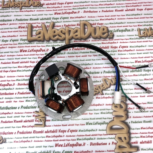 Estator de 6 polos para VESPA PX 125 150 200 E ARCOBALENO ro 217983 497653 con 7 cables y arranque eléctrico de 1983 a 1987