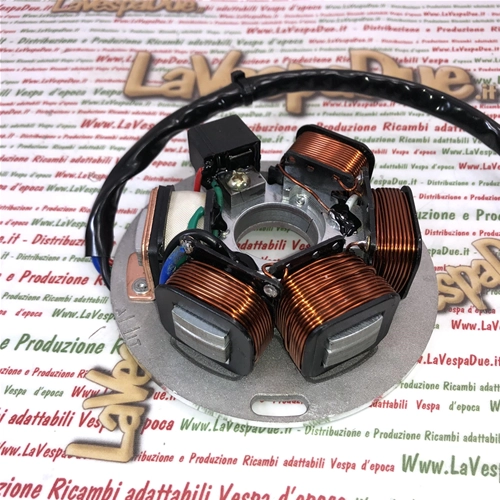 Estator de 6 polos para VESPA PX 125 150 200 E ARCOBALENO ro 217983 497653 con 7 cables y arranque eléctrico de 1983 a 1987