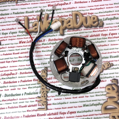 Estator de 6 polos para VESPA PX 125 150 200 E ARCOBALENO ro 217983 497653 con 7 cables y arranque eléctrico de 1983 a 1987