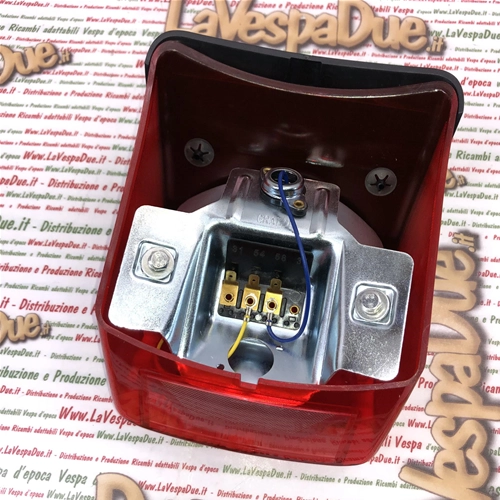 Feu arrière SIEM d'origine pour Vespa 125, 150, 180, 200 TS, GTR, Sprint, Veloce, Rallye (réf. 121017, 141758), complet avec support de lampe, joint et visière.