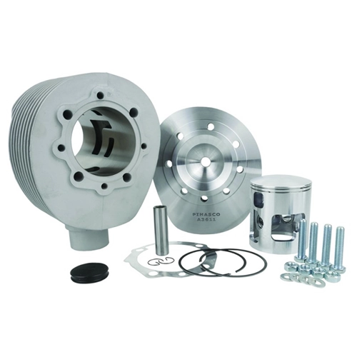 Cylindre thermique PINASCO 225 cm³, diamètre 69 mm, course 60 mm, Super Sport CLCC en aluminium, longue course, bougie centrale. Pour Vespa 200 PE PX.