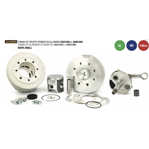 OFFERTA SPECIALE Tuning Kit racing PINASCO 26360000 ZUERA RR Gruppo termico PINASCO 26031802 145 ZUERA RR BIG BORE con Albero Motore PINASCO 26081888 per VESPA 50 125 ET3 PK PK XL PRIMAVERA 50 trasformazione 125