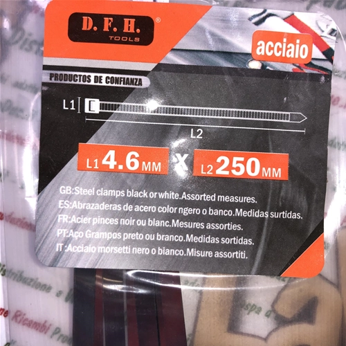 Collier de serrage métallique autobloquant 4,6 mm x 250 mm pour la fixation des soufflets d'aspiration et des câbles transversaux dans diverses applications