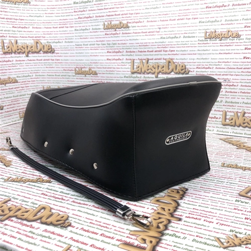 Funda de asiento azul para VESPA 150 GS VS4 VS5 oscura, completa con asa central y ganchos de presión.