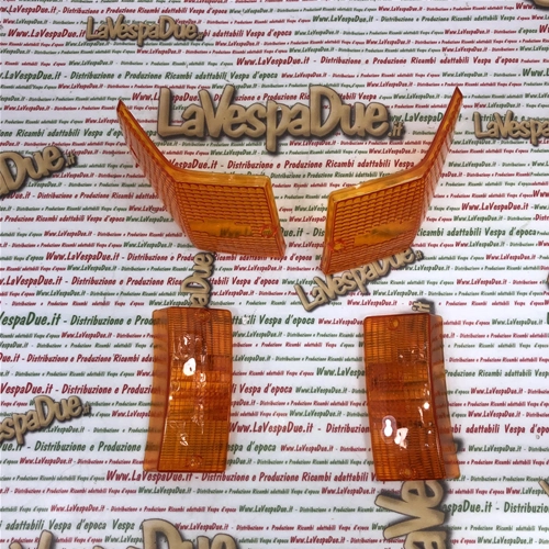 Kit de 4 lentilles orange homologuées pour clignotants VESPA 80 125 150 200 PX PE ARCOBALENO T5 PK ETS