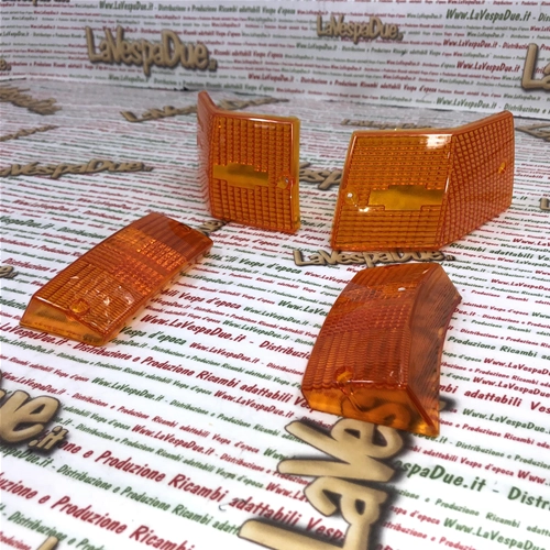 Kit de 4 lentilles orange homologuées pour clignotants VESPA 80 125 150 200 PX PE ARCOBALENO T5 PK ETS