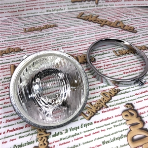 Phare avant en verre de diamètre 115 mm, complet avec anneau de fixation pour Vespa 125, 150 Super, 90 SS, 125 Primavera (réf. 091390, 193798, 143075, 144773).