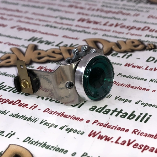 Luz indicadora verde completa con borde de aluminio para manillar VESPA 125 GTR TS 150 SPRINT VELOCE 180 200 RALLY ro 146172