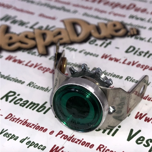 Luz indicadora verde completa con borde de aluminio para manillar VESPA 125 GTR TS 150 SPRINT VELOCE 180 200 RALLY ro 146172