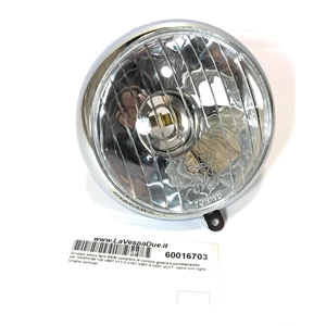SIEM headlight optical group Ø 95 mm complete with ring frame and lamp holder for VESPA 98 125 V98T V1T A V15T V30T A V33T VU1T from 1948 to 1951 glass with long vertical lines