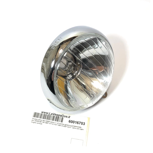 SIEM headlight optical group Ø 95 mm complete with ring frame and lamp holder for VESPA 98 125 V98T V1T A V15T V30T A V33T VU1T from 1948 to 1951 glass with long vertical lines
