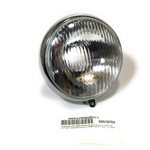 Faro SIEM de Ø 105 mm para VESPA 125 VM1T VM2T, completo con marco anular y portalámparas. También apto para VESPA 125 VN1T VN2T. Referencia: 0218087.
