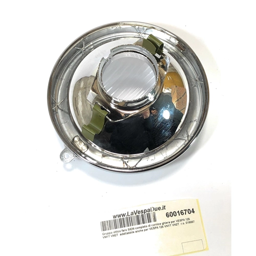 Faro SIEM de Ø 105 mm para VESPA 125 VM1T VM2T, completo con marco anular y portalámparas. También apto para VESPA 125 VN1T VN2T. Referencia: 0218087.