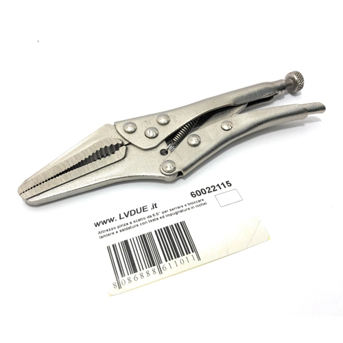 6,5" Schnappzange zum Spannen und Fixieren von Blechen und Schweißnähten mit vernickeltem Kopf und Griff