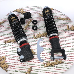 Kit de amortiguadores delanteros y traseros CARBONE HI-TECH CARBON LOOK para VESPA 80 125 150 200 PX PE ARCOBALENO T5 edición limitada de 200 piezas con precarga de muelle ajustable