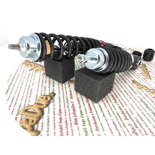 Kit de amortiguadores delanteros y traseros CARBONE HI-TECH CARBON LOOK para VESPA 50 90 125 ET3 PK NLR SPECIAL PRIMAVERA edición limitada de 200 piezas con precarga de muelle ajustable