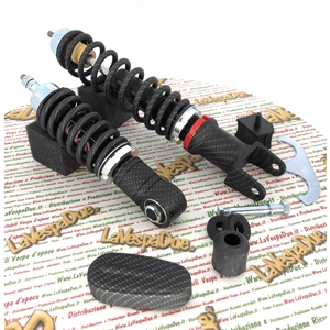 Kit de amortiguadores delanteros y traseros CARBONE HI-TECH CARBON LOOK para VESPA 50 90 125 ET3 PK NLR SPECIAL PRIMAVERA edición limitada de 200 piezas con precarga de muelle ajustable