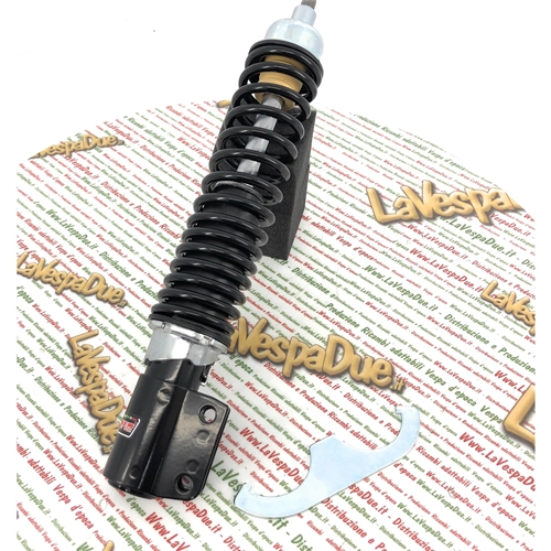 Ammortizzatore anteriore CARBONE per VESPA 125 150 200 PX PE ARCOBALENO T5 sportivo regolabile 3 posizioni tutto nero